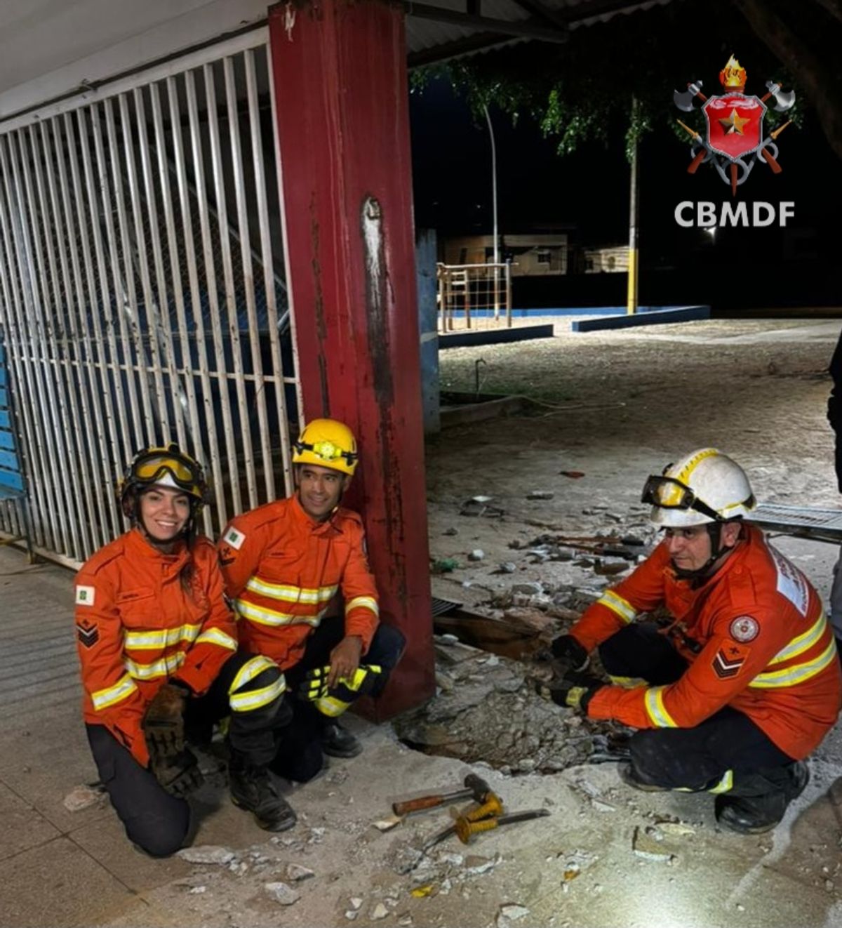 Bombeiros resgatam dois filhotes de gato presos em tubulação de escola em Planaltina
